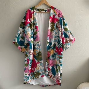 Tropical Print Kimono/Swimsuit Coverup